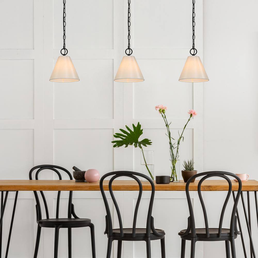 LNC Modern White Pendant Light with Fabric Shade 1-Light