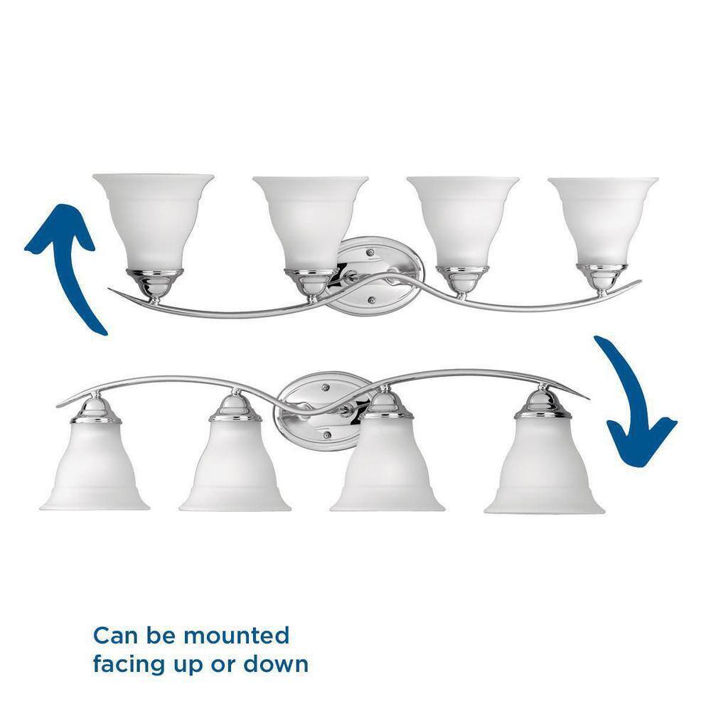 Progress Lighting Trinity Collection 4-Light Polished Chrome Glass Vanity Light