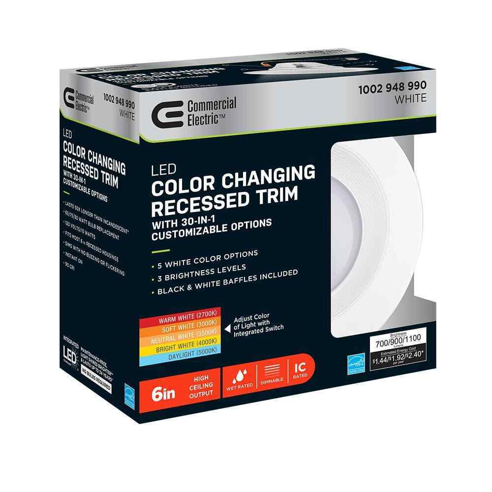 CE 6 in. CCT 30 Lighting Options Integrated Integrated LED Recessed Light Trim