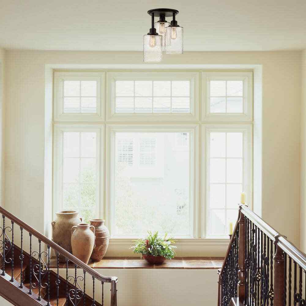Globe Electric Annecy 3-Light Oil Rubbed Bronze Semi-Flush Mount Light 65904