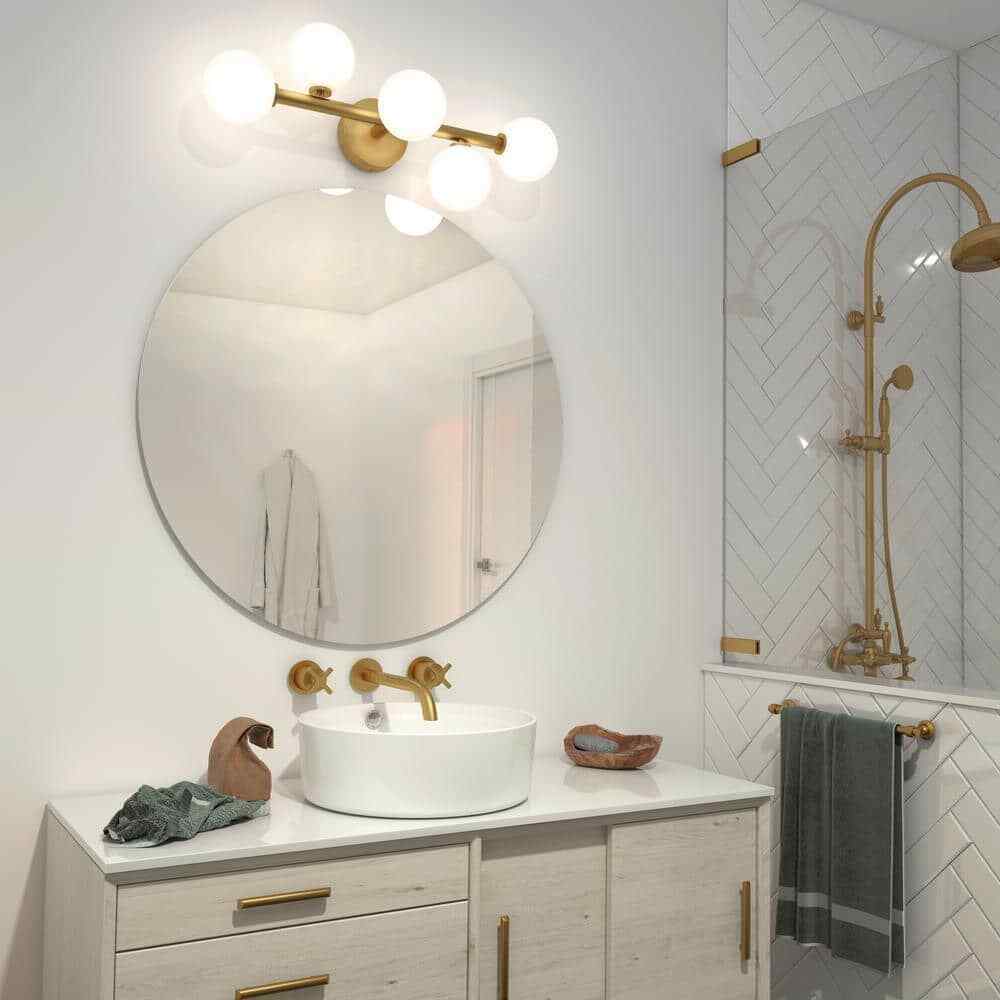 Artika Bloom Gold Modern LED Vanity Light Bar for Bathroom w/ Frosted Glass