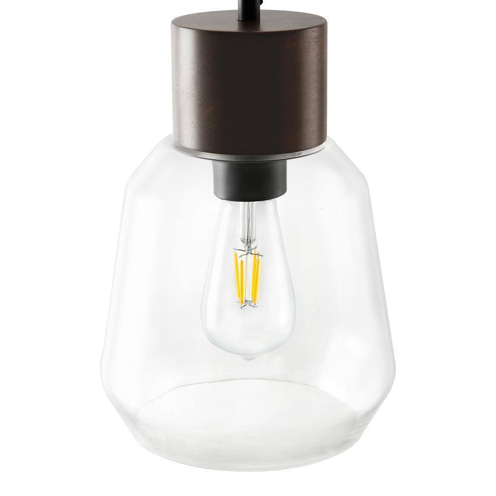 Light Society Faye 1-Light Black Wood/Clear Pendant with Glass Shade