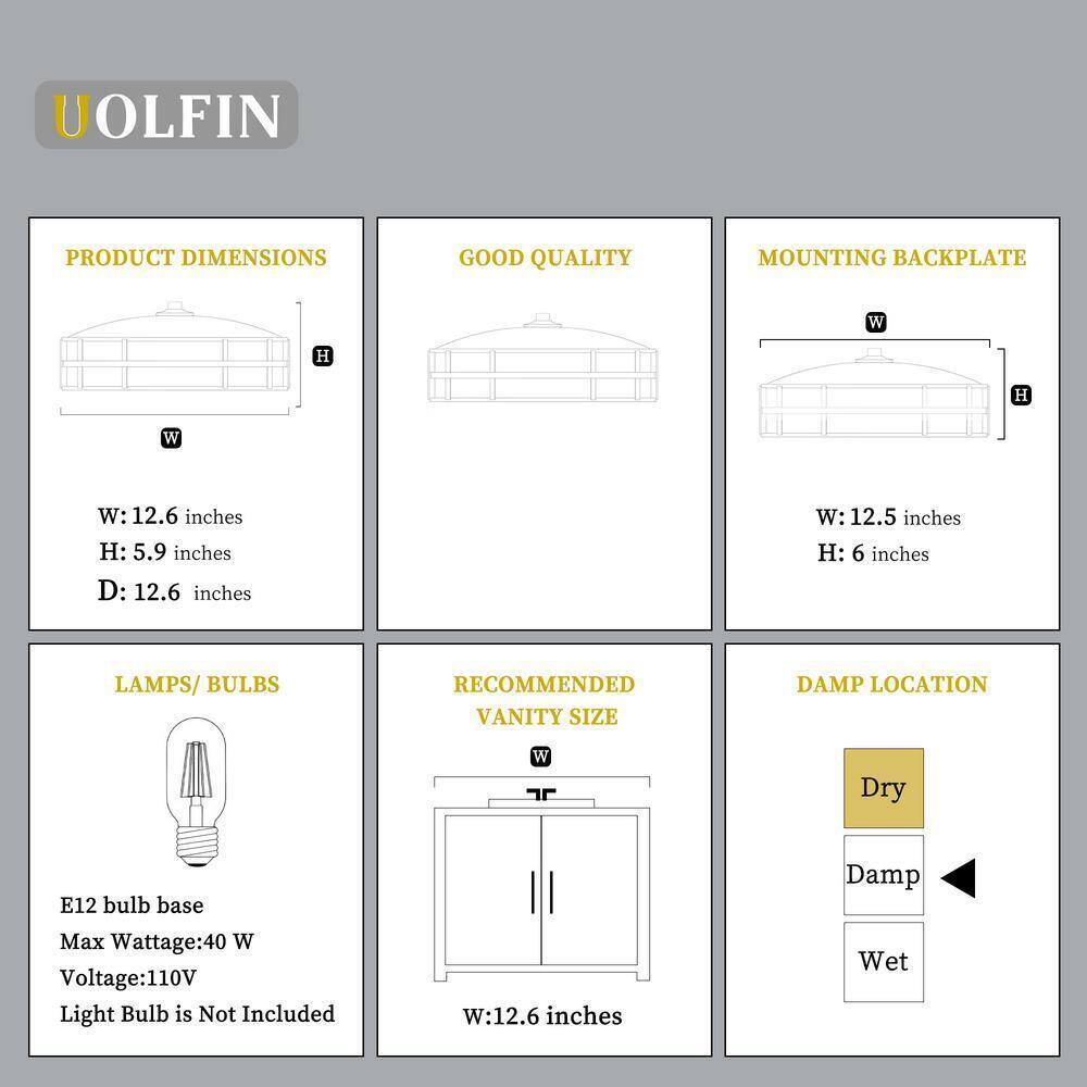 Uolfin Modern Farmhouse Ceiling Light Maya 3-Light Black Kitchen Flush Mount