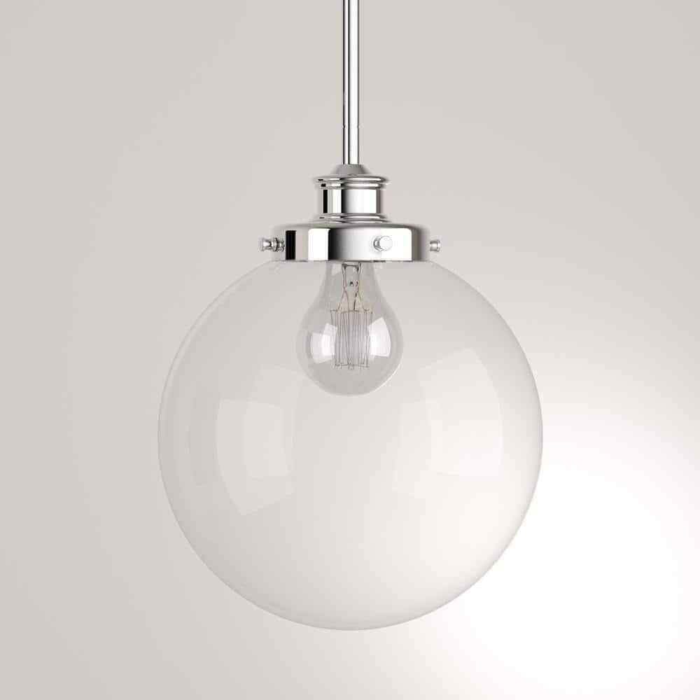 Progress Lighting Penn 9-3/4" 1-Light Polished Nickel Clear Glass Pendant Light