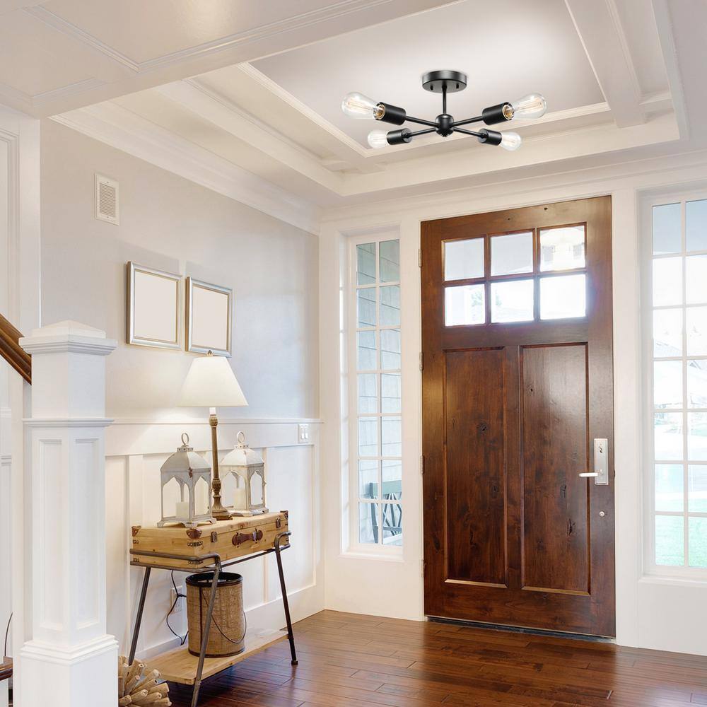 Globe Electric Vane 4-Light Matte Black Flush Mount Ceiling Light 66008