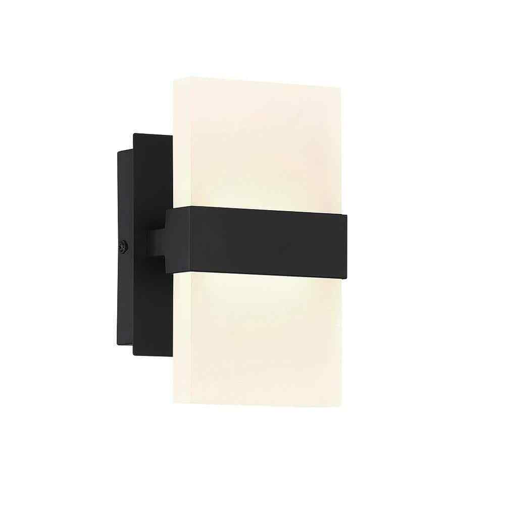 Home Decorators Alberson 2-Light Matte Black Integrated LED Indoor Wall Sconce
