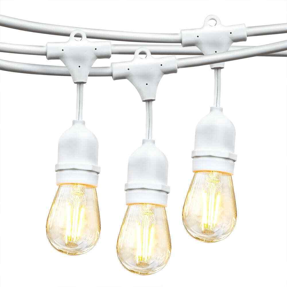 Brightech Ambience Pro White 15-Light 48 ft. LED S14 Edison Bulb String-Light