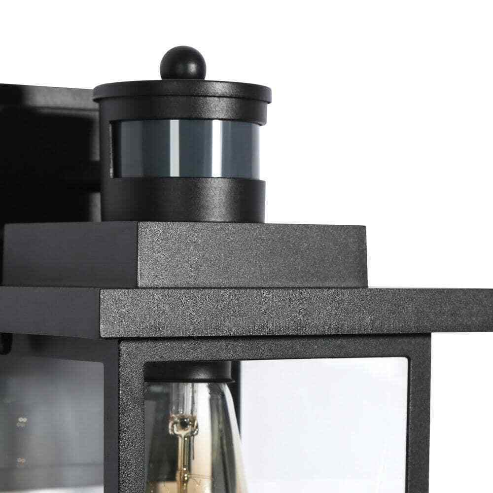 LNC Modern Motion Sensing Outdoor Wall Lantern Textured Black Wall Light Garage