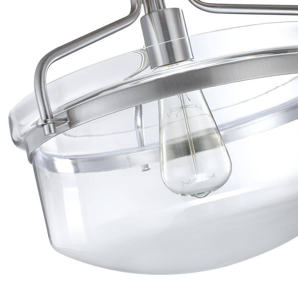 Hukoro Oro 13.4 in. 1-Light Semi Flush Mount with Brush Nickle Finish