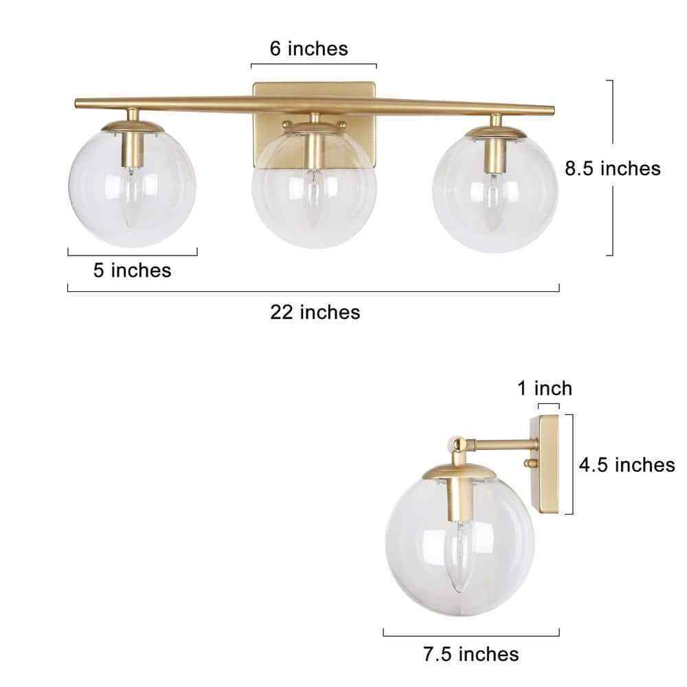 Uolfin Modern Gold Bathroom Vanity Light 3-Light Farmhouse Brass Wall Sconce