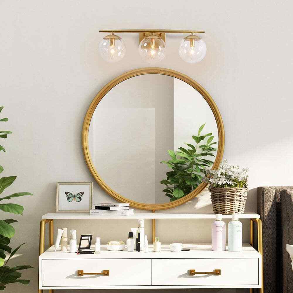 Uolfin Modern Gold Bathroom Vanity Light 3-Light Farmhouse Brass Wall Sconce