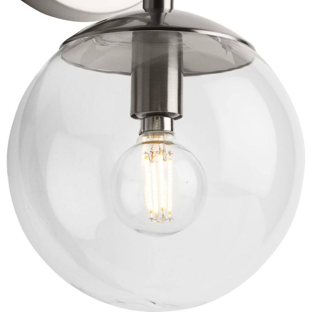 Progress Lighting Atwell 6" 2Light Brushed Nickel Mid-Century Modern Wall Sconce