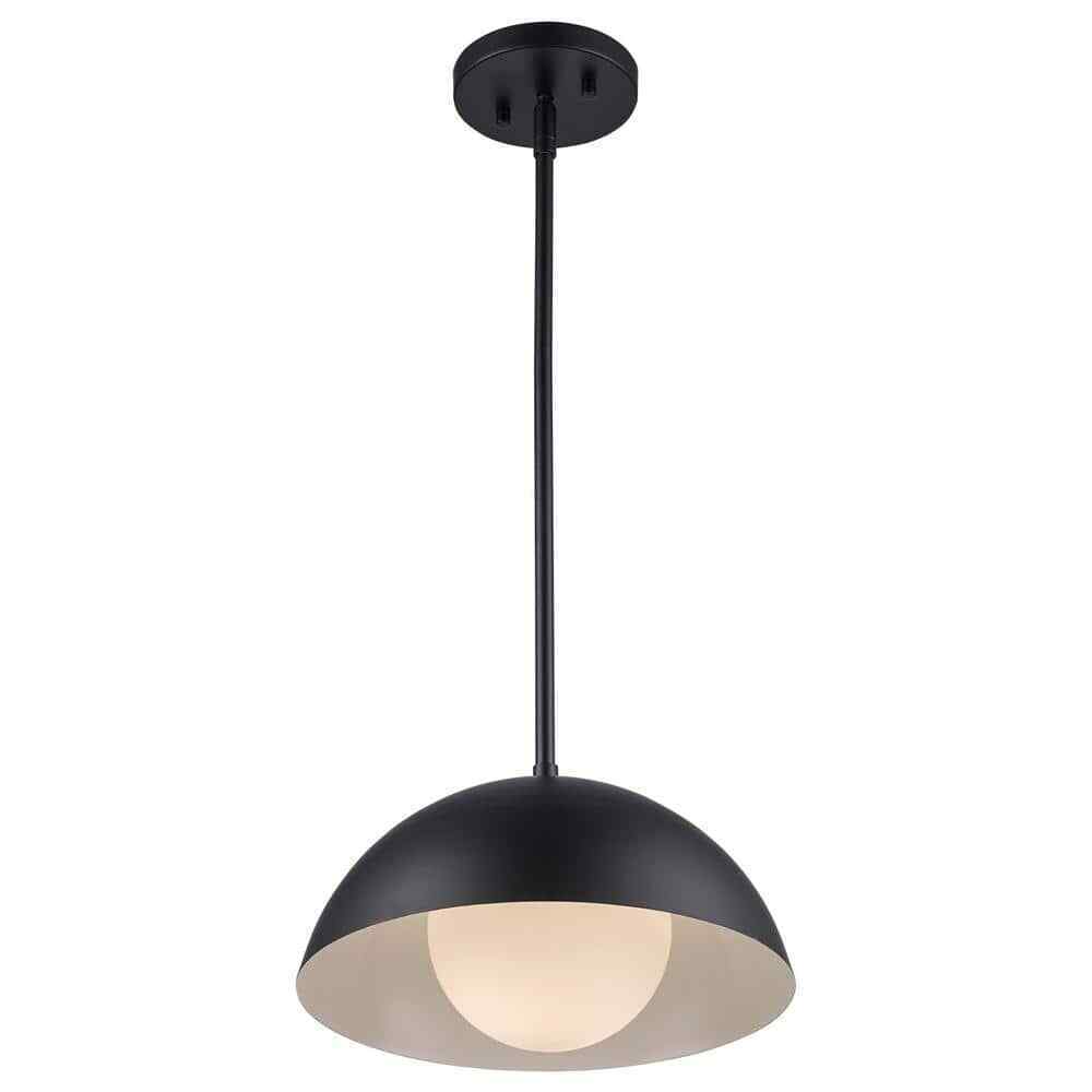 Bel Air Lighting Maureen 12". 1-Light Black Pendant Light Fixture w/ Metal Dome
