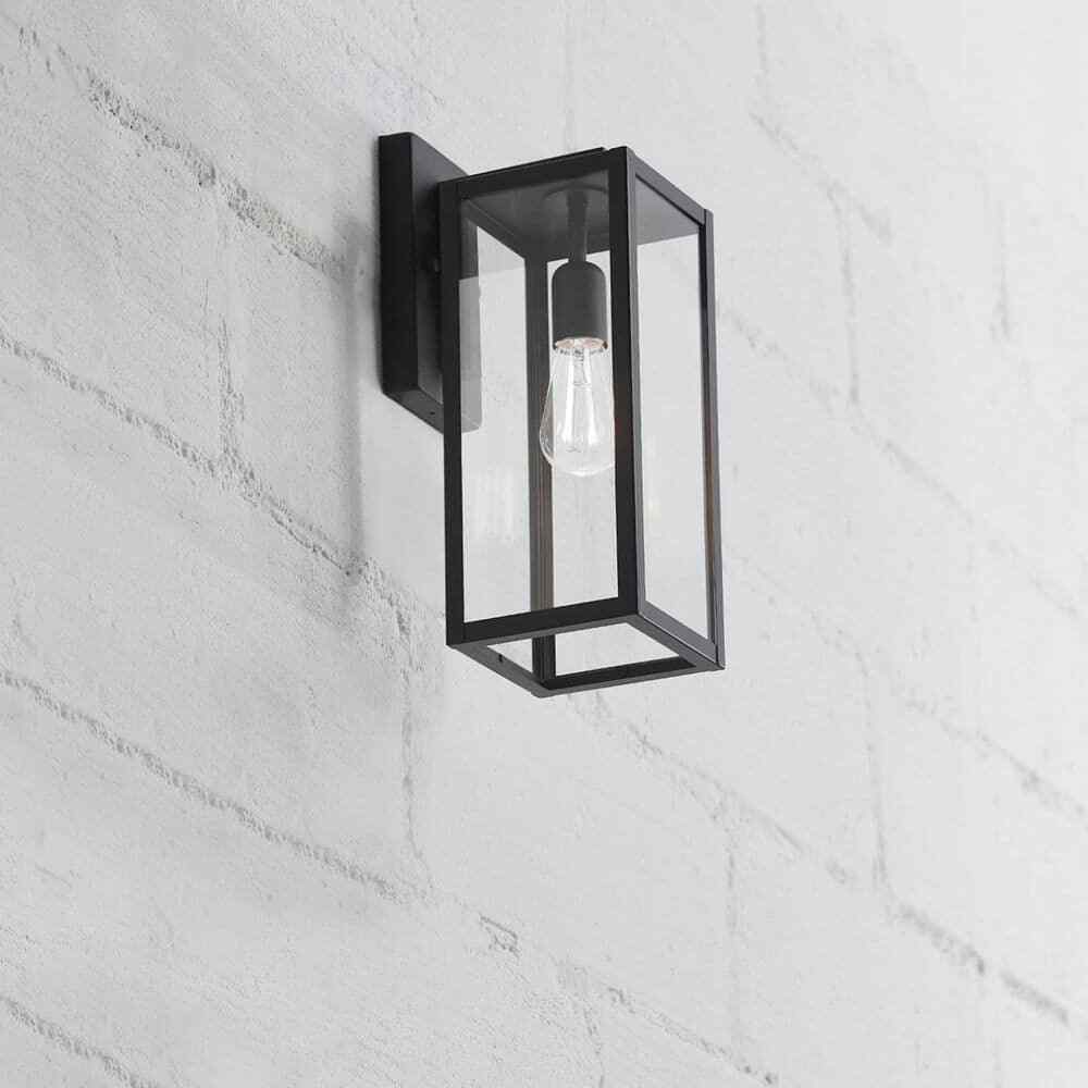 Hampton Bay Hurley 19.25 in. Matte Black Farmhouse Outdoor 1-Light Wall Sconce
