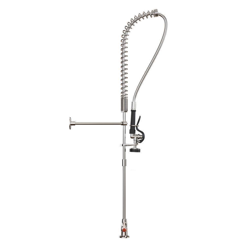 HOMLUX Commercial 2-Handle Wall Mount Pull-Down Sprayer Kitchen Faucet in Chrome