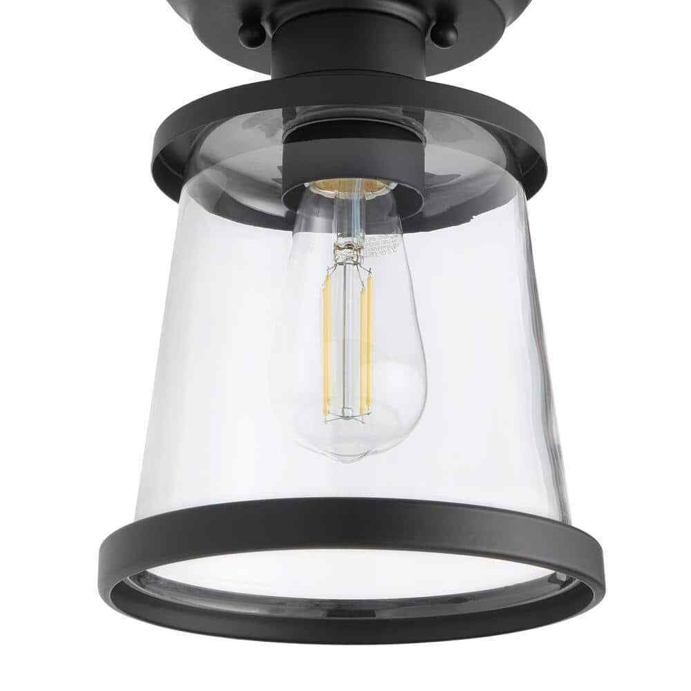 Hampton Bay Rigby 9.6 in. 1-Light Matte Black Round Flush Mount Ceiling Light