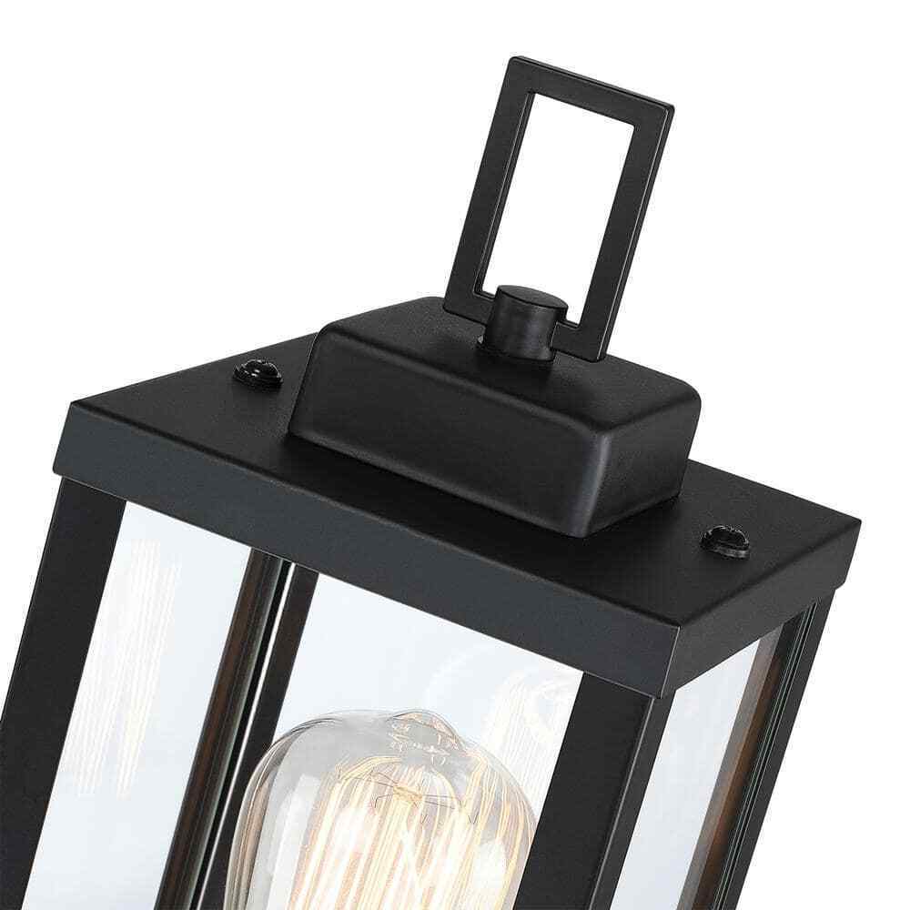Hukoro 1-Light Black Outdoor Post Light Kits Head with Clear Glass Shade