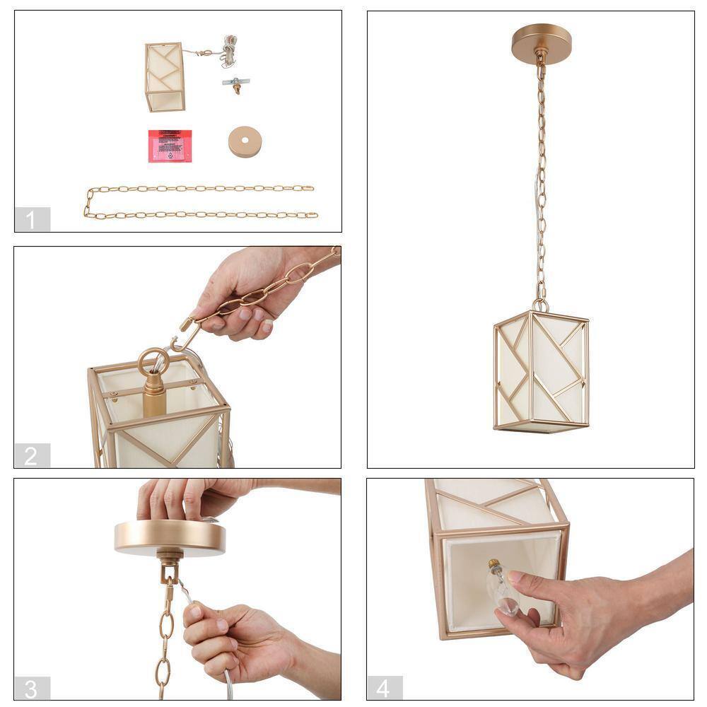 Uolfin Gold 1-Light Modern Geometric Lantern Kitchen Island Pendant Light