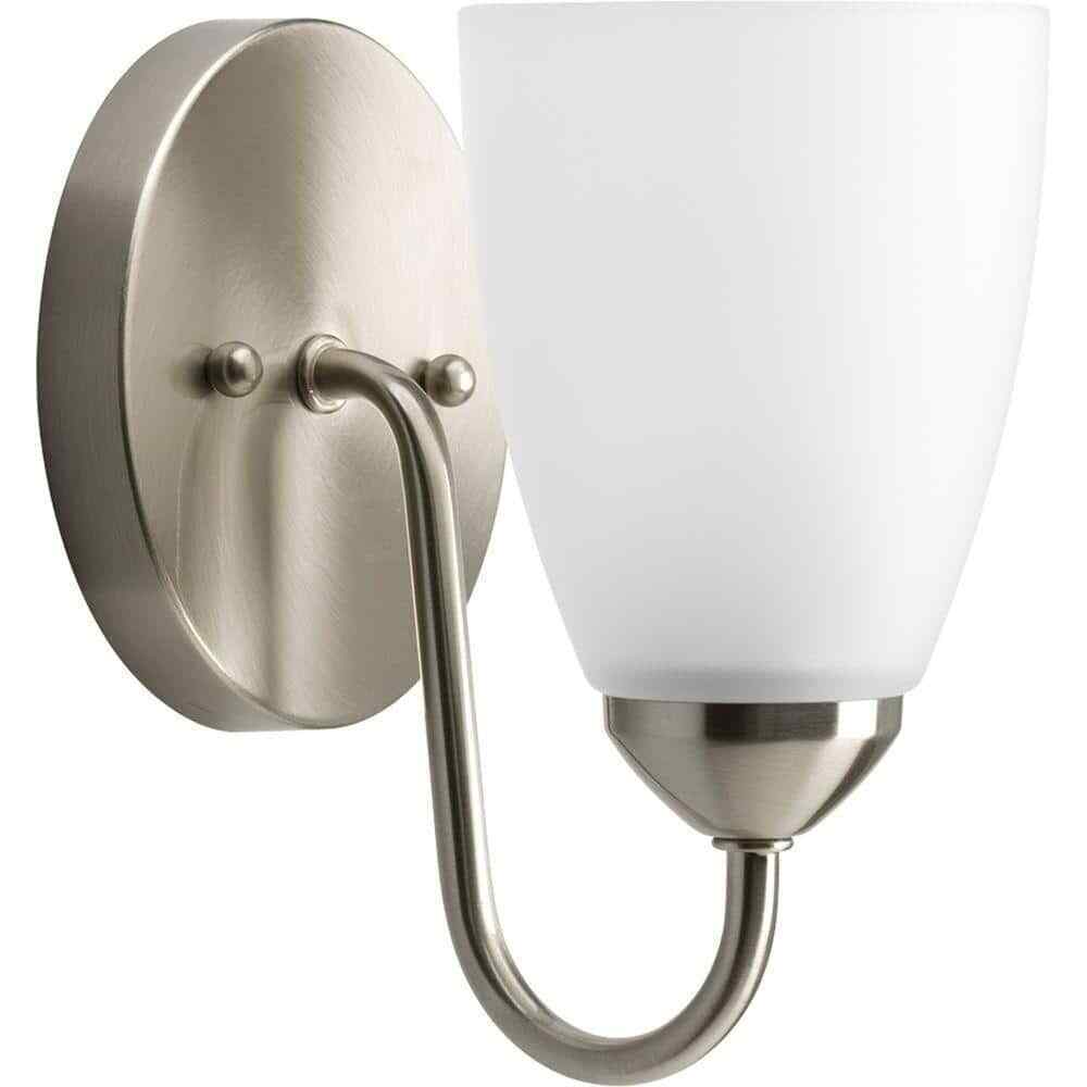 Progress Lighting Gather Collection 1-Light Brushed Nickel Glass Vanity Light