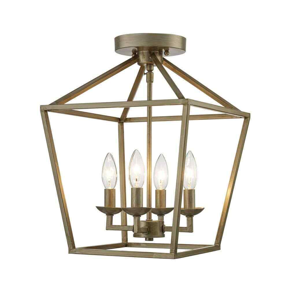 Home Decorators Weyburn 16.5 4-Light Antique Silver Leaf Ceiling Light Fixture