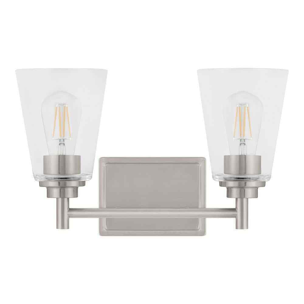 Hampton Bay 15 in. Wakefield Brushed Nickel Bathroom Vanity Light w/ Clear Glass