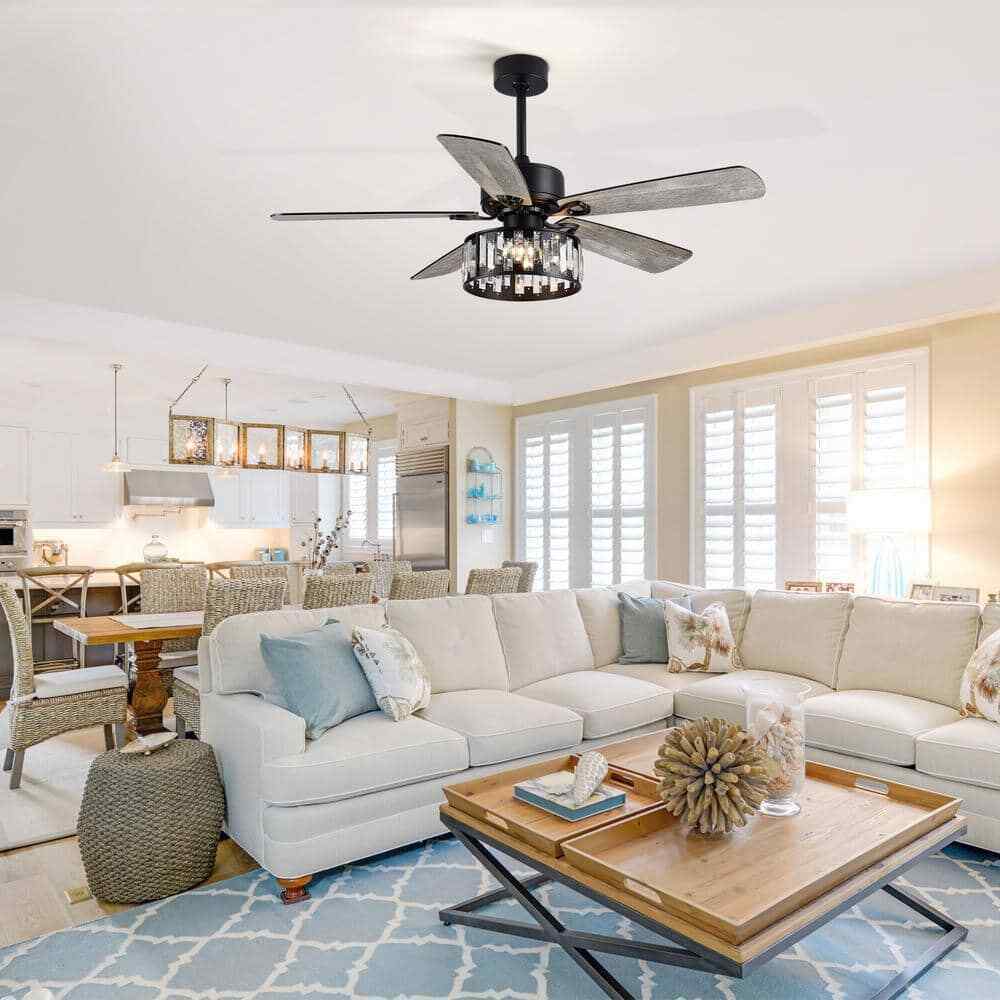 Breezary Sergio 52 in. Indoor Crystal Ceiling Fan w/ Remote Control and Light