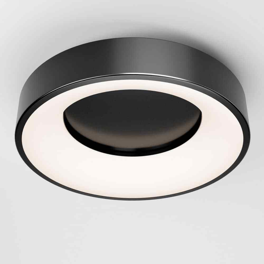 Artika Aiden 13 in. 1-Light Modern Black LED Flush Mount Ceiling Light Fixture