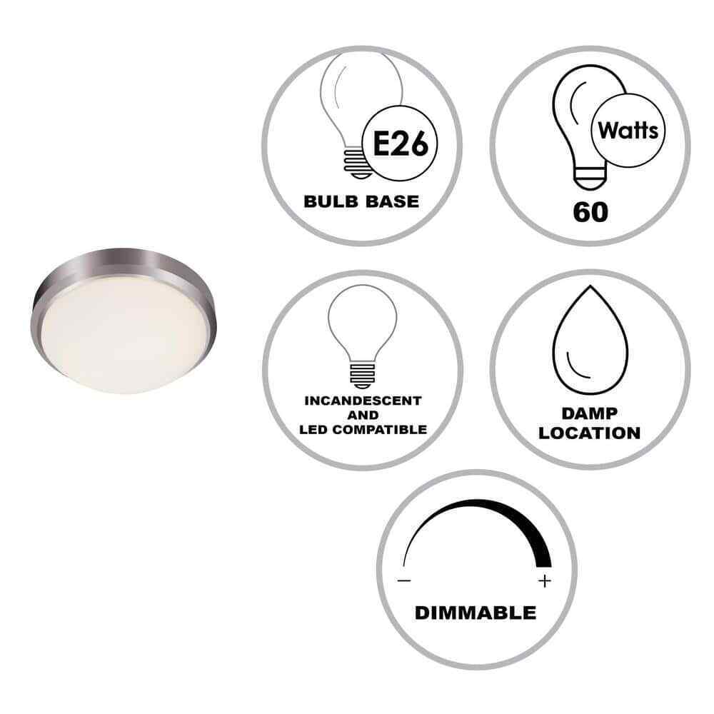 Bel Air Lighting Bliss 15 in. Brushed Flush Ceiling Light Fixture w/ Glass Shade