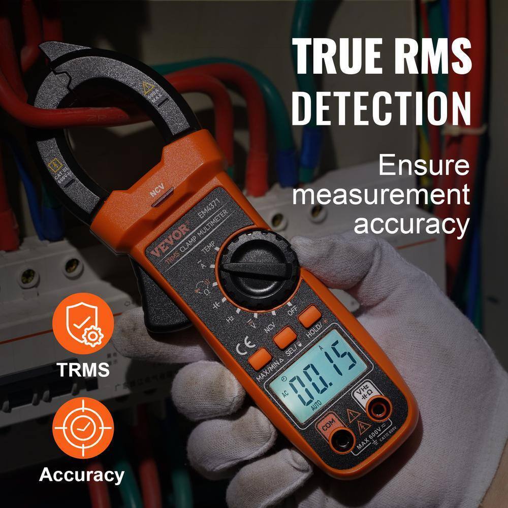VEVOR 600 Amp Digital Clamp Meter DC/AC Multimeter True RMS Auto Ranging