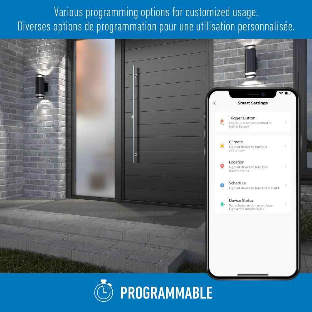 Artika Stark Black Modern SmartLED Hardwired Garage and Porch Light Wall Sconce
