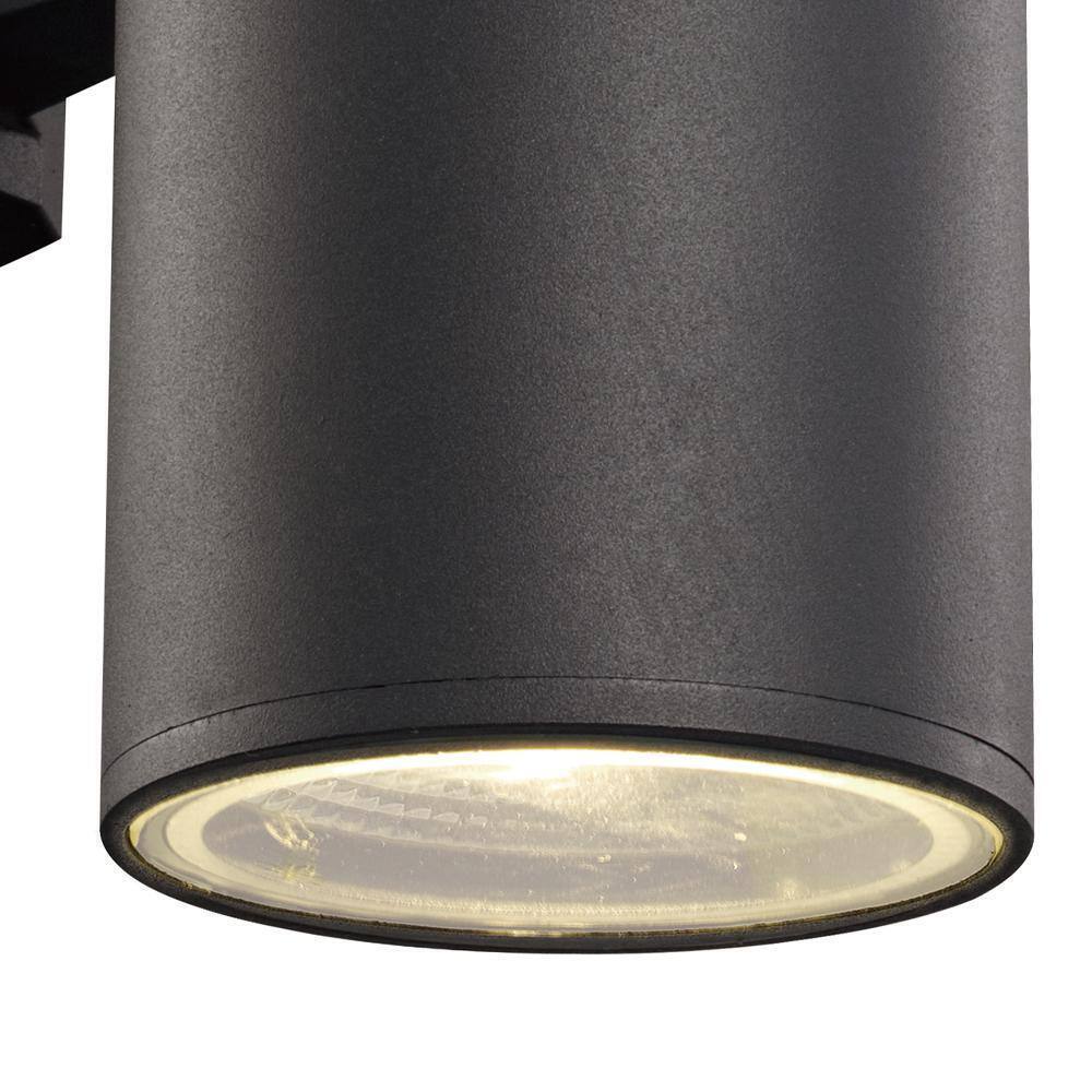 Bel Air Lighting Compact 12 in Black LED Cylinder Outdoor Wall Light Clear Glass