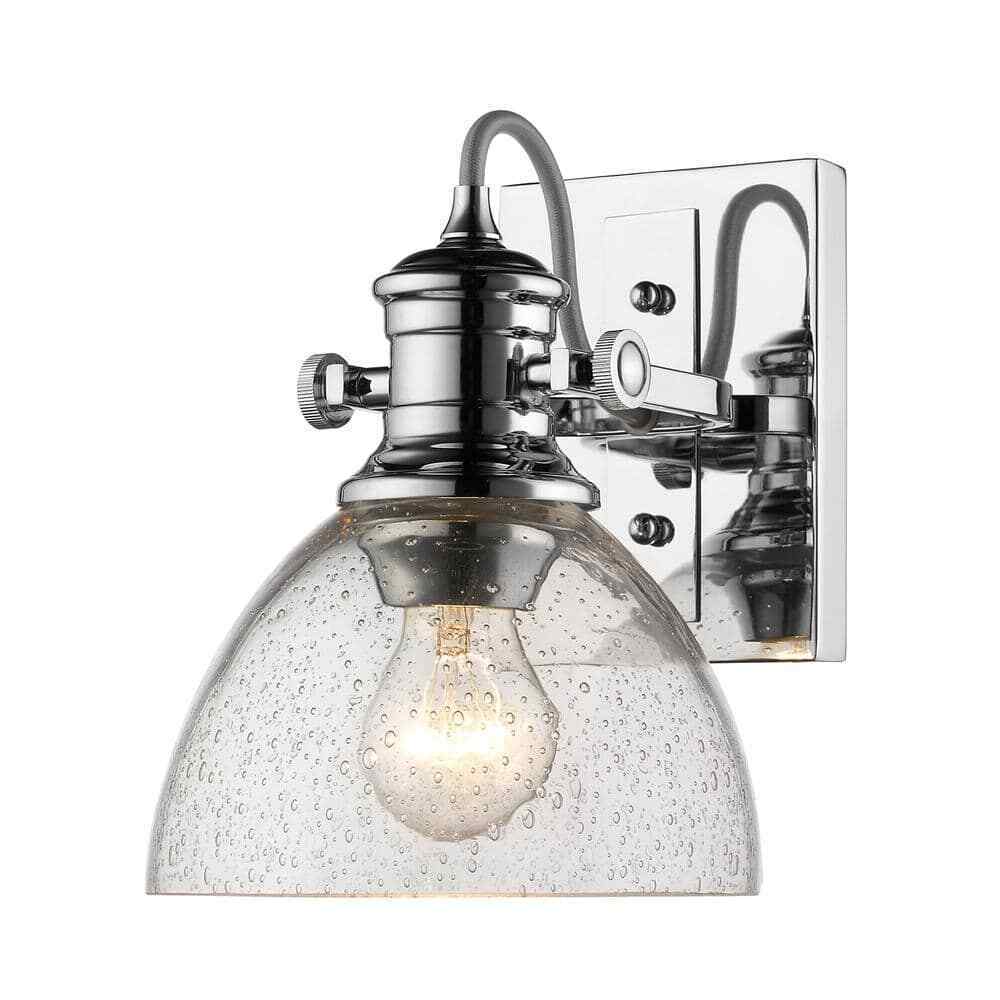 Golden Lighting Hines 1-Light Chrome and Seeded Glass Bath Light 3118-BA1 CH-SD
