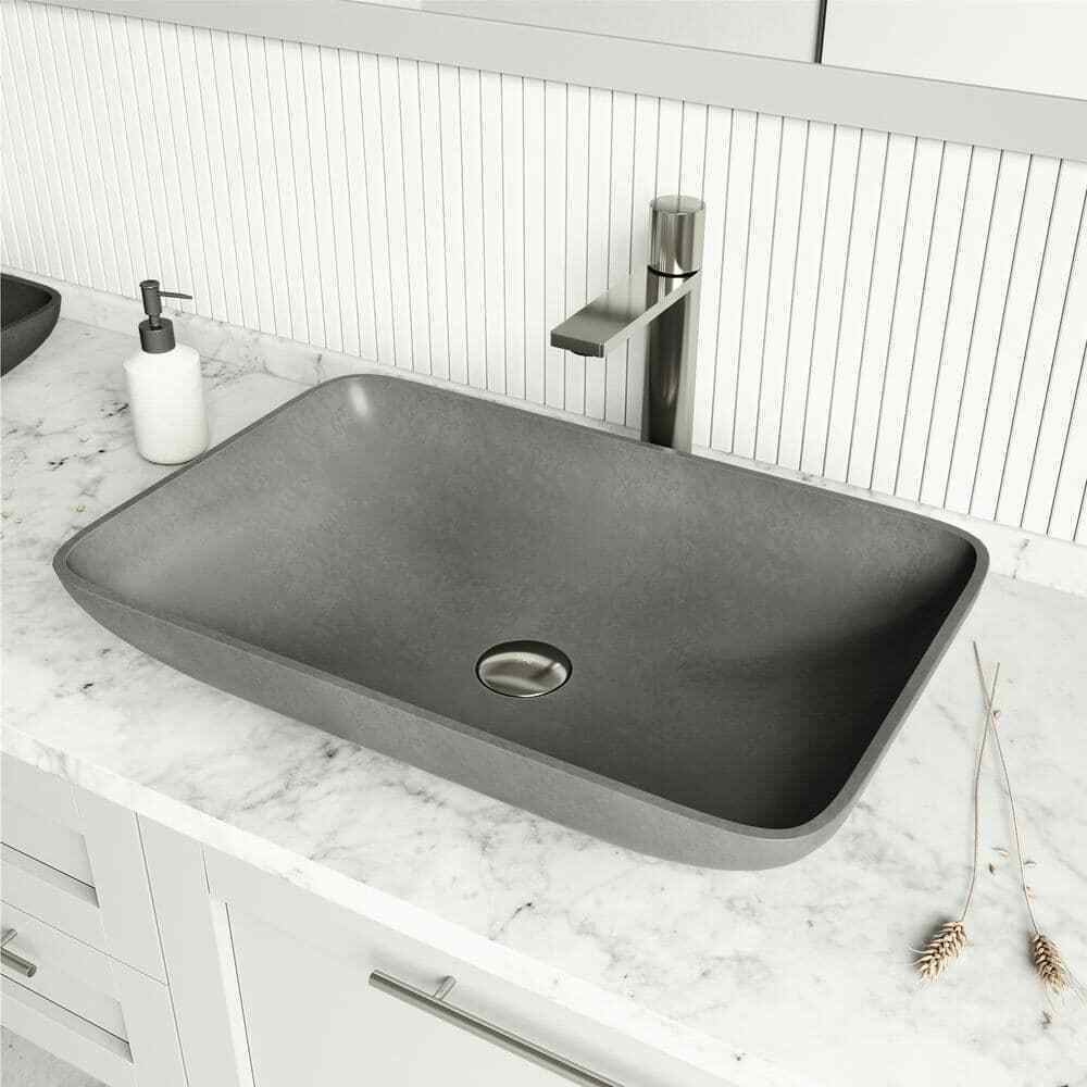 VIGO Vessel Bathroom Sink Pop-Up Drain and Mounting Ring in Brushed Nickel