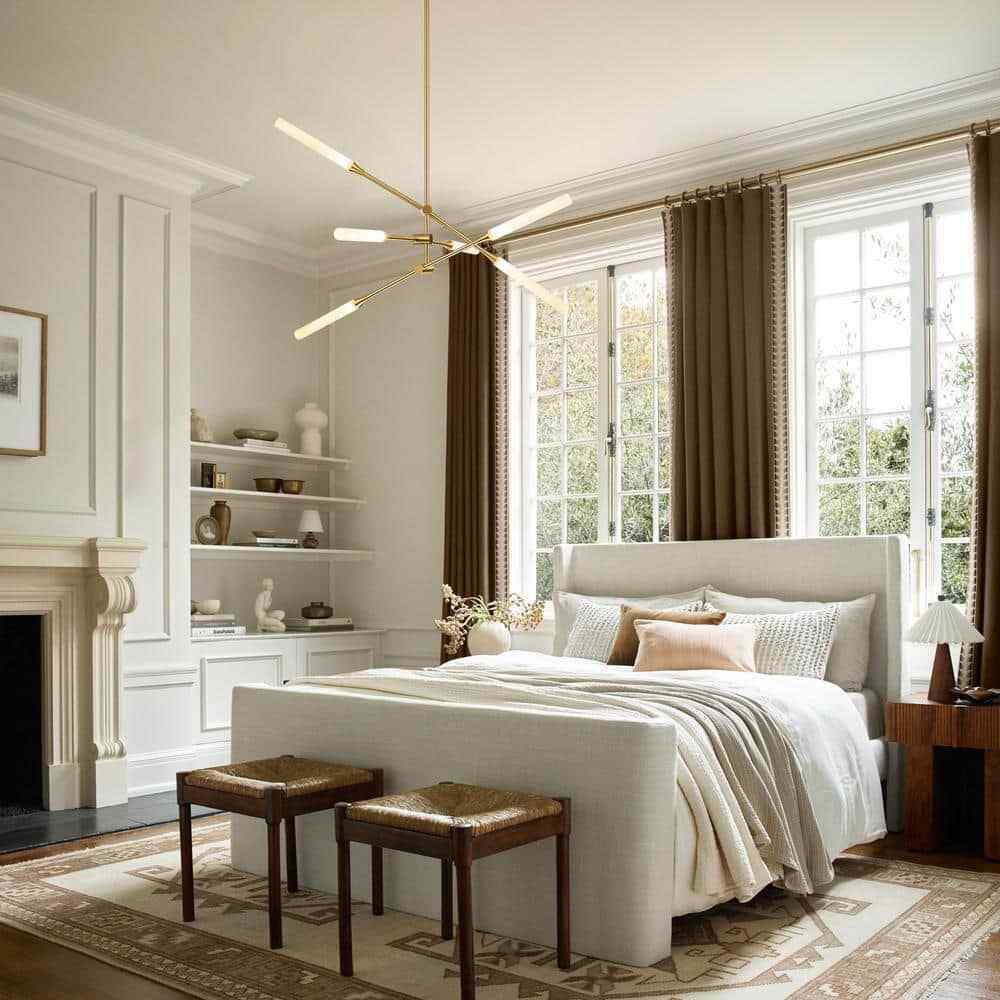RRTYO Sumler 6-Light Integrated LED Gold Linear Sputnik Chandelier 8101000004863