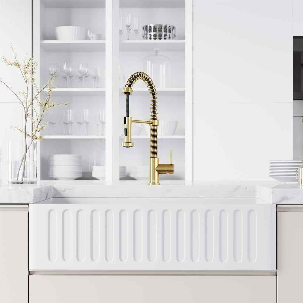 VIGO Edison Single Handle Pull-Down Sprayer Kitchen Faucet in Matte Brushed Gold