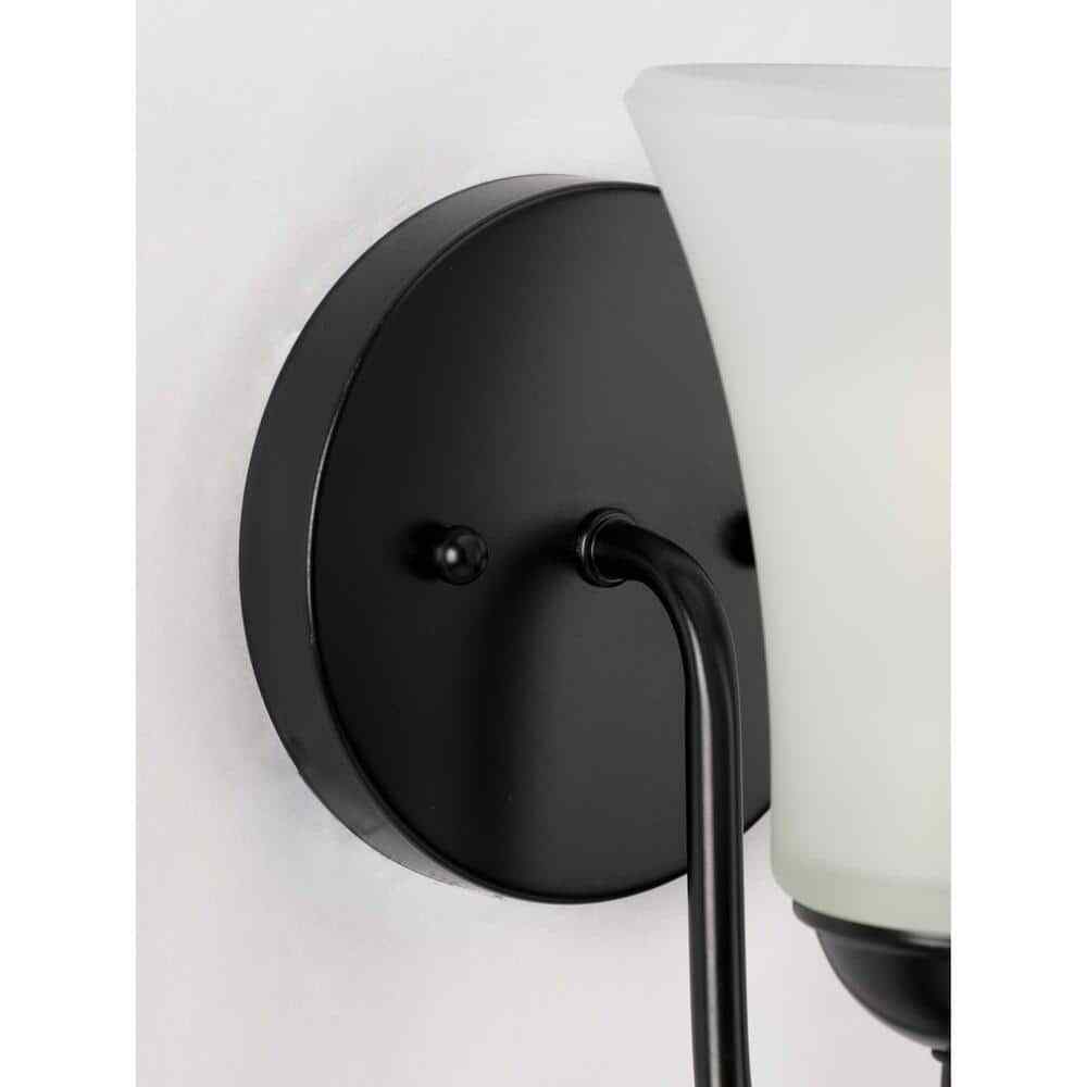 Progress Lighting Classic Matte Black Etched Glass Traditional Bath Vanity Light