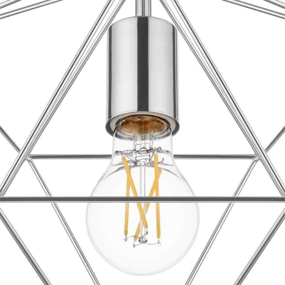 Hampton Bay Winfield 9.5 in. 1-Light Chrome Semi-Flush Mount with Geometric Cage