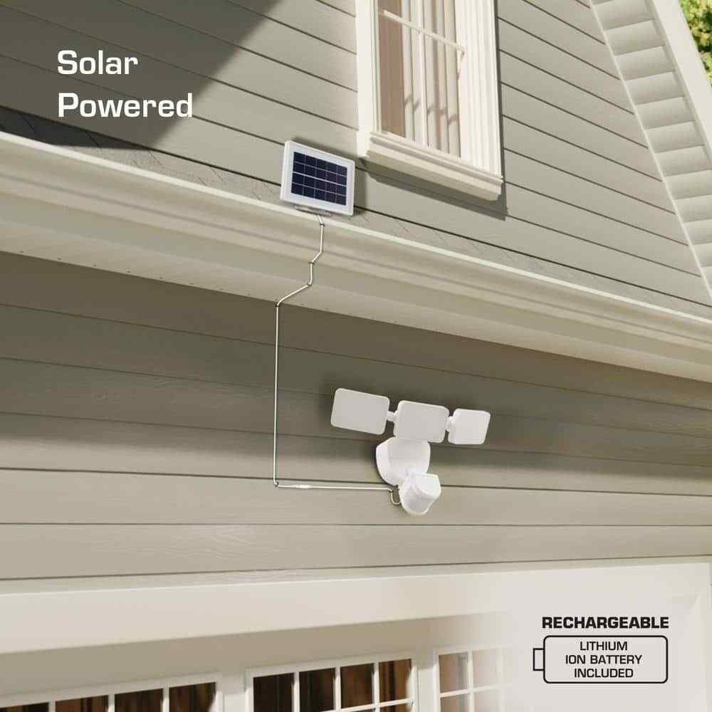 Defiant 180-Degree White Motion Activated Solar LED Security Flood Light