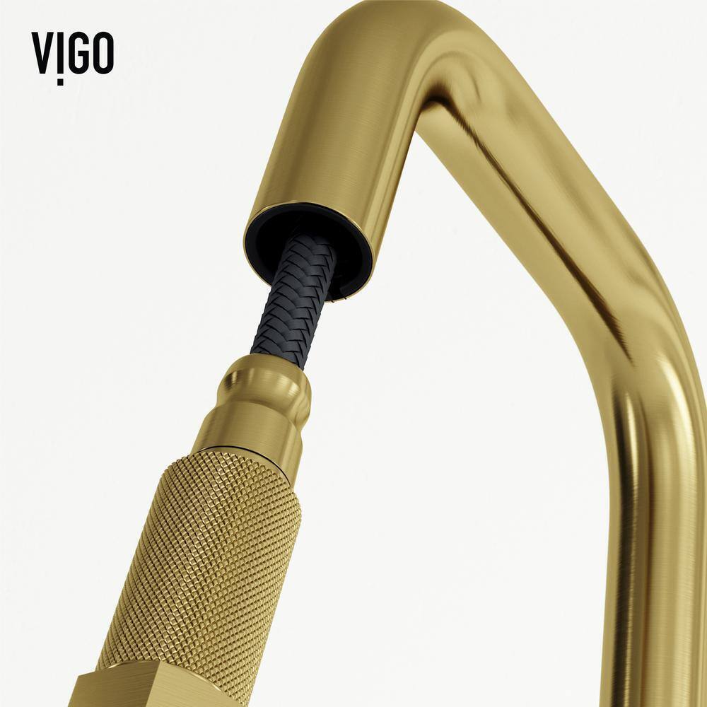 VIGO Hart Angular Single Handle Pull-Down Kitchen Faucet in Matte Brushed Gold