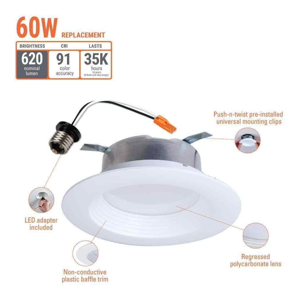 HALO LTE 4 in. LED Recessed Trim 3000K Housing Required New Construction 12-Pack
