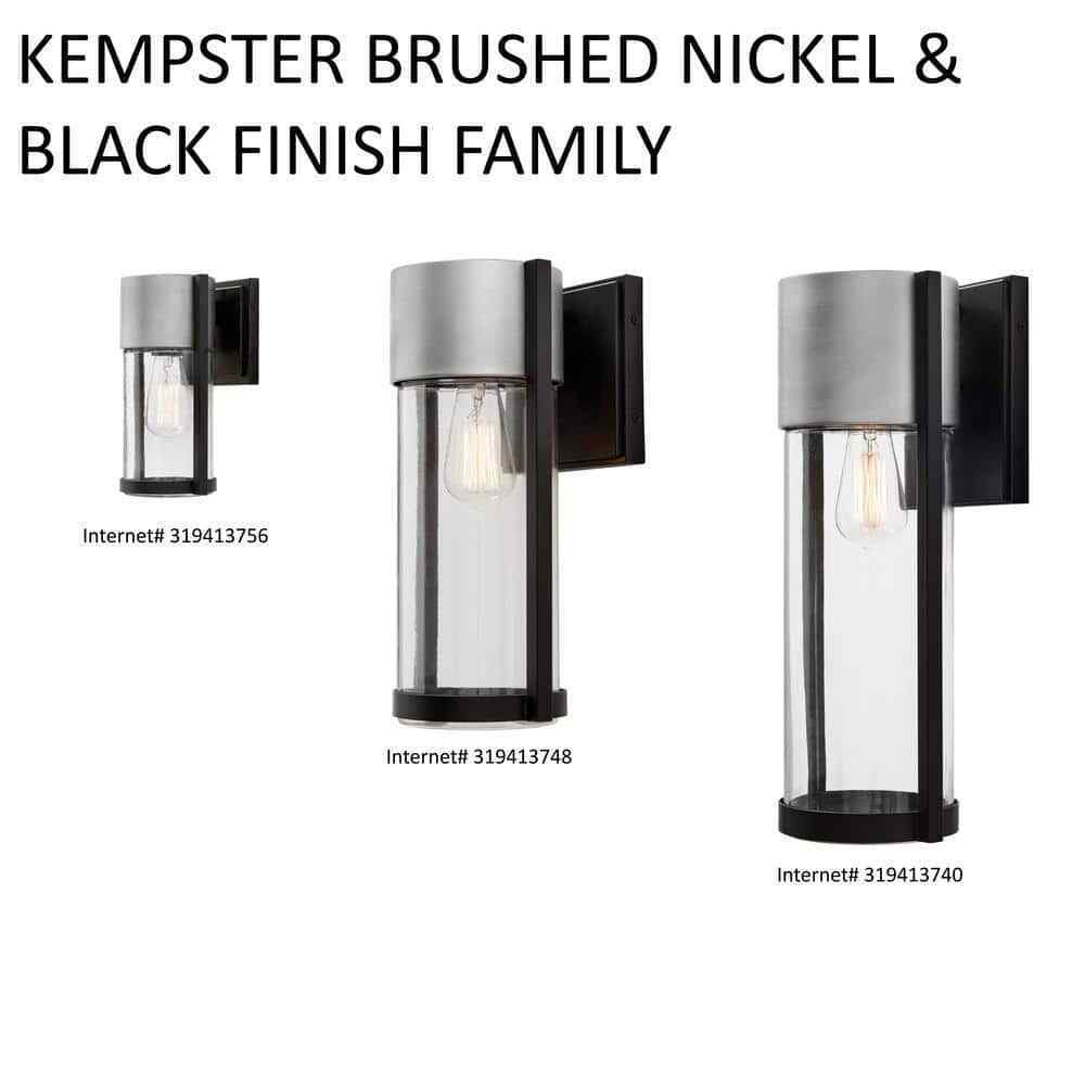 Hampton Bay Kempster 9.92 in. Modern Matte Black Outdoor Wall Cylinder Light