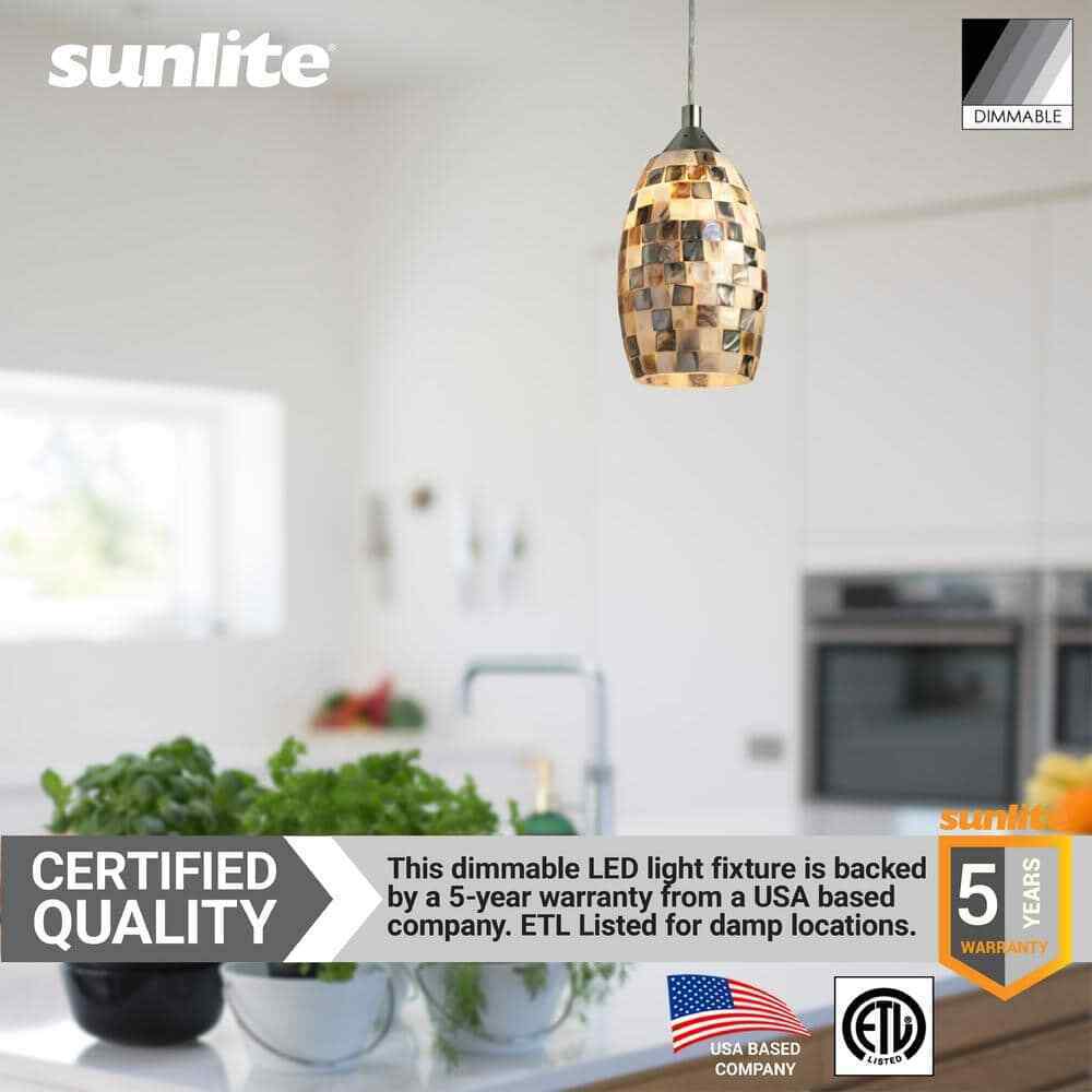 Sunlite Venice Integrated LED Brushed Nickel Dimmable Hanging Pendant Fixture