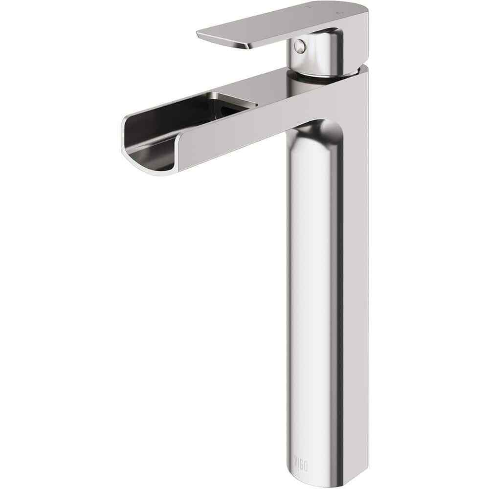 VIGO Amada Single Handle Single-Hole Bathroom Vessel Faucet in Brushed Nickel