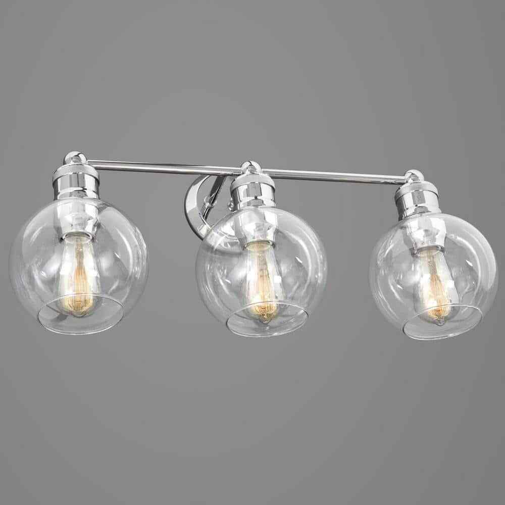 Progress Lighting Hansford 3-Light Polished Nickel Clear Glass Vanity Light