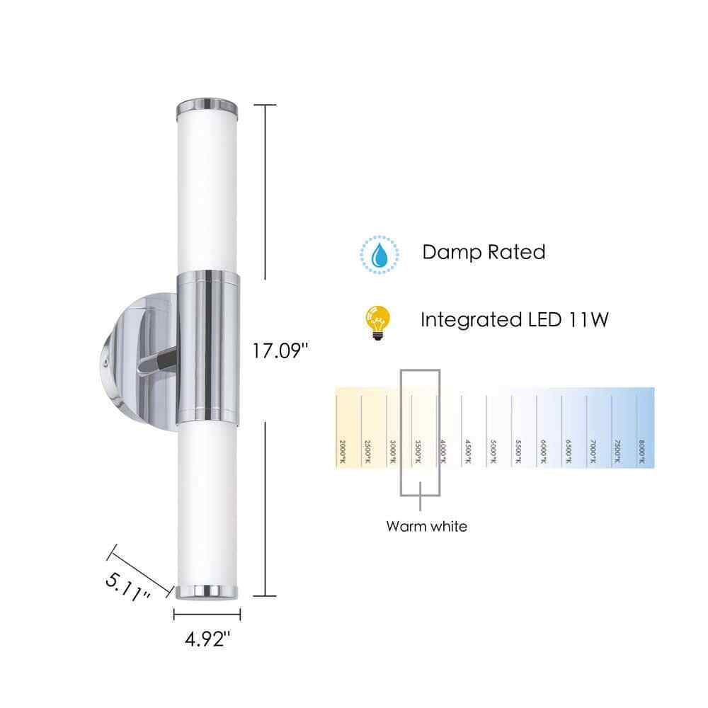 Eglo Palmera Chrome LED Bathroom Vanity Light with Etched Glass Shades