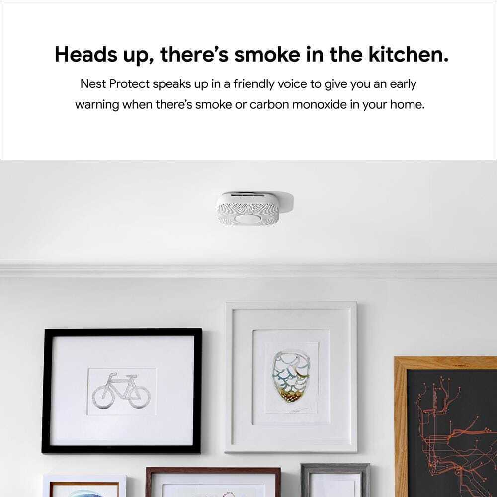 Google Nest Protect Smoke Alarm and Carbon Monoxide Detector - Battery Operated