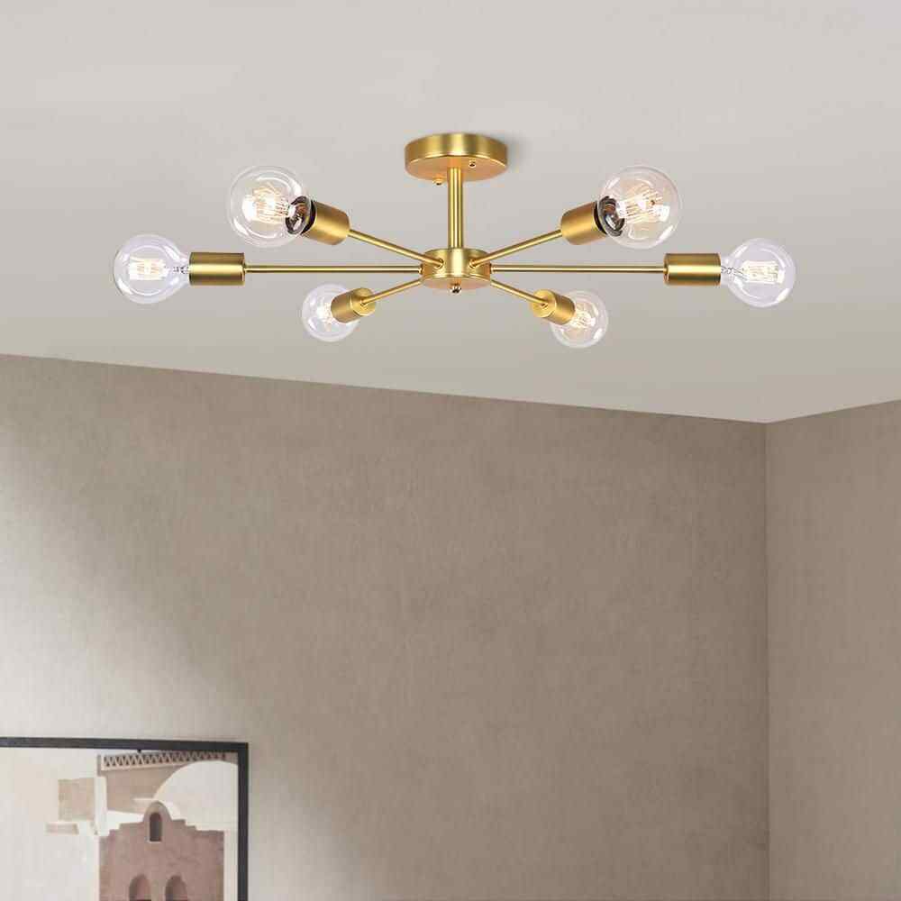 RRTYO Gallman Gold Mid-Century Pendant Ceiling Light Sputnik Semi-Flush Mount