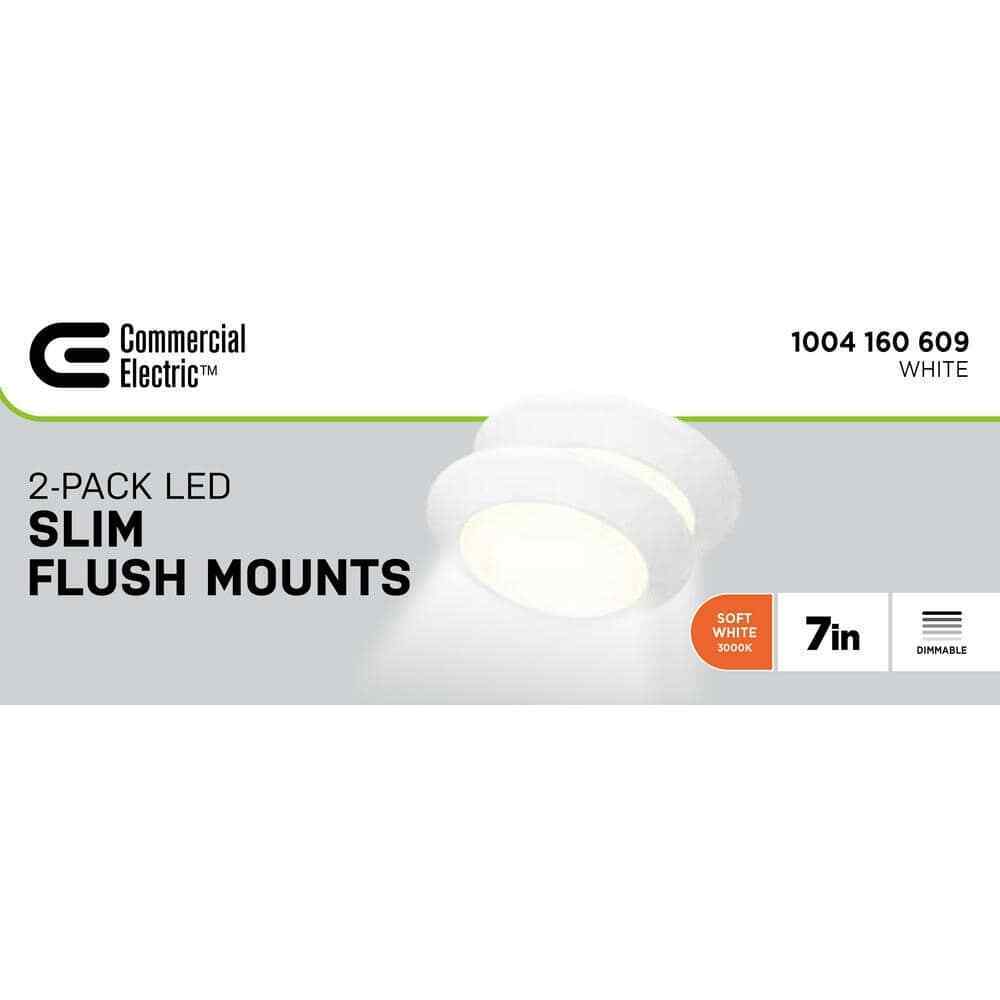 Commercial Electric 7 in. White LED Flush Mount 2-Pack JVJ3011L-8/WHT