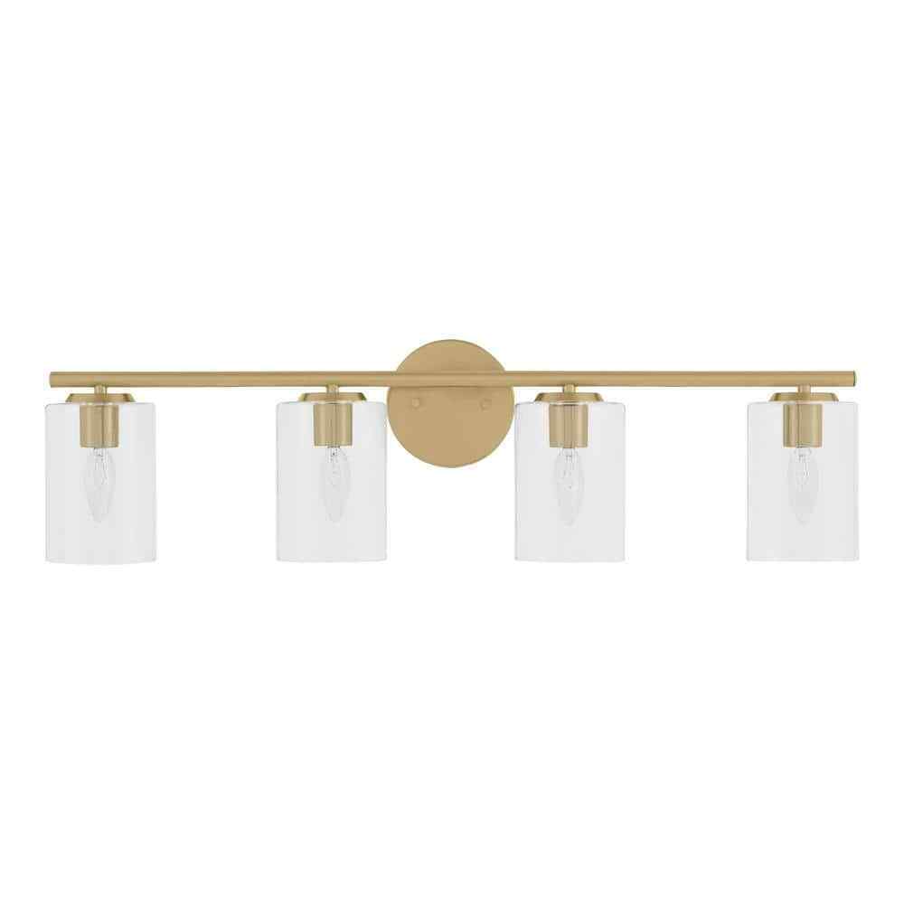 Hampton Bay Champlain 31.5 in. 4-Light Satin Brass Bathroom Vanity Light