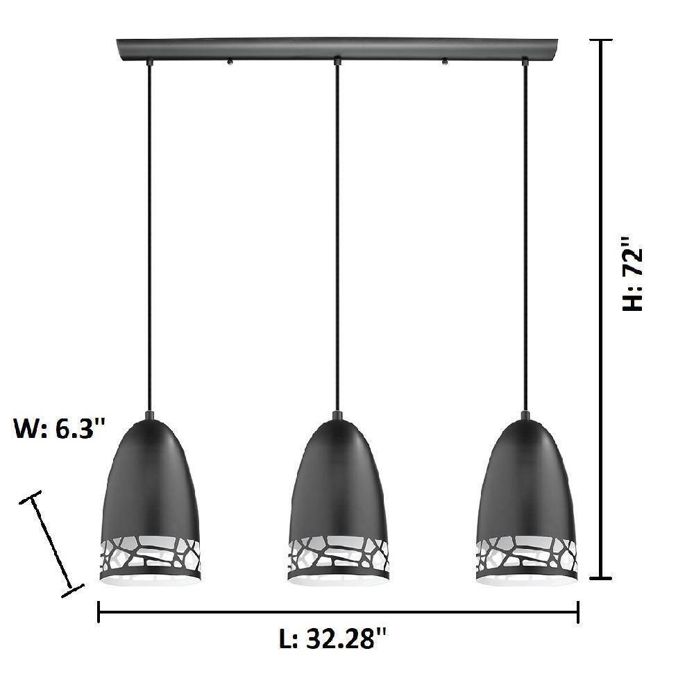 Eglo Savignano Matte Black Linear Multi Pendant Light with Metal Shades